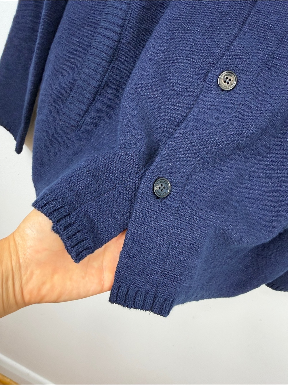 Maurizio Baldassari Sweater Mens 52 US Large Navy Blue Cotton Knit Cardigan Polo - Picture 9 of 14